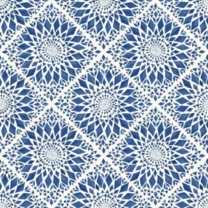 Papier peint vinyle carreaux de ciment bleu - vue 1